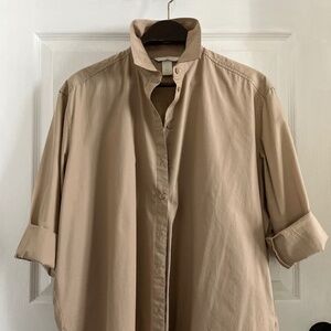 Khaki button-down, classic shirt